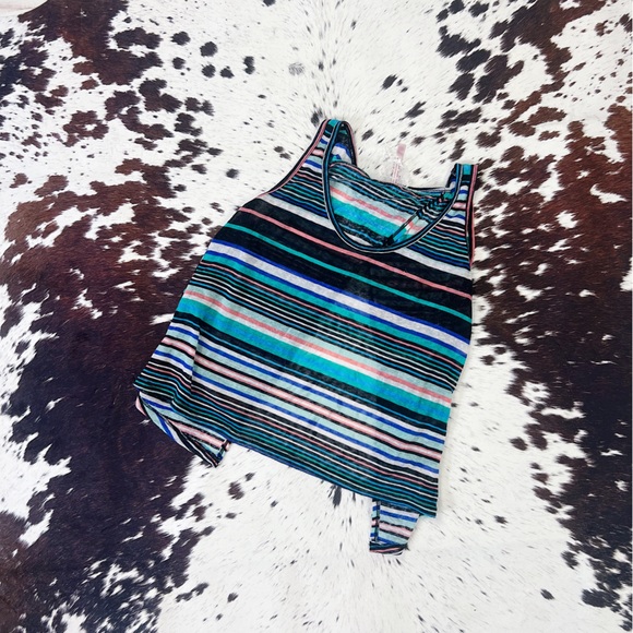 Maeve Colorful Striped Split Back Tank Top M - Picture 1 of 6